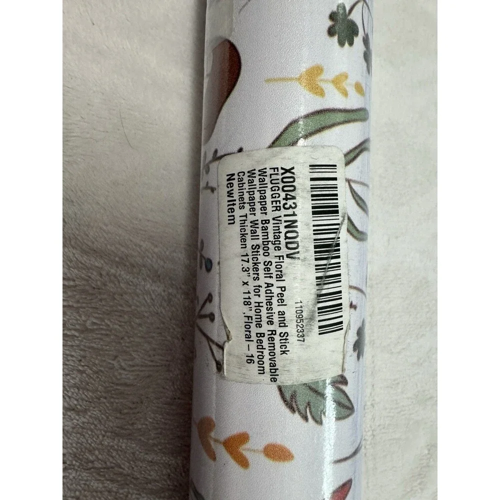 FLUGGER Vintage Floral Peel and Stick Wallpaper Bamboo Self Adhesive Mushroom